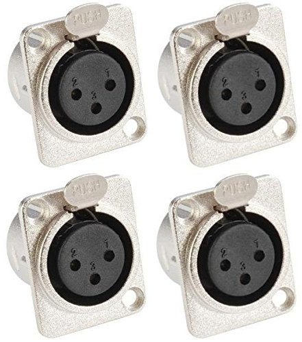 Adam Hall Connectors 7837-4er Set XLR-Einbaubuchse female 3-pol D-Typ silber Einbaukupplung