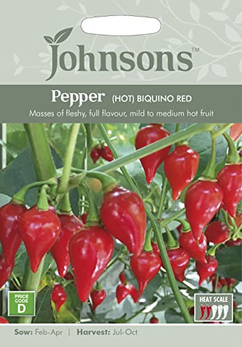 Johnsons 27312-UK/JO/VE-PEPPER Vegetable Seeds, Pepper (Hot) Biquino Red, 0.5x92x132 cm