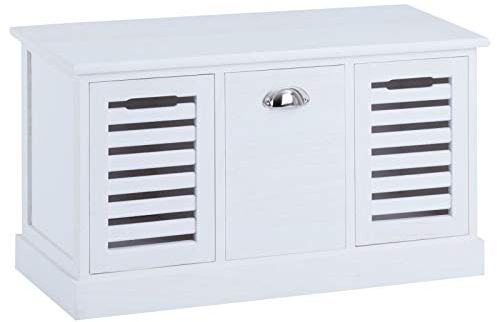 CARO-Möbel Sitzbank TRIENT Garderobenbank Sitztruhe in weiß mit 3 Schubkästen, Vintage Shabby Look Landhaus