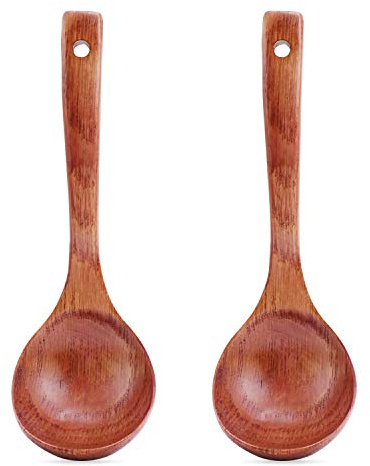 TsunNee Suppenkelle aus Holz, Suppenlöffel aus Naturholz, Breiflöffel, Länge ca. 18,5 cm, 2er-Pack