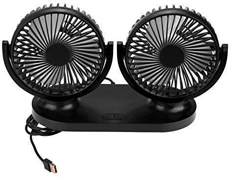 Aramox USB 12V Auto Lüfter Dual Head Schwarz Tragbar