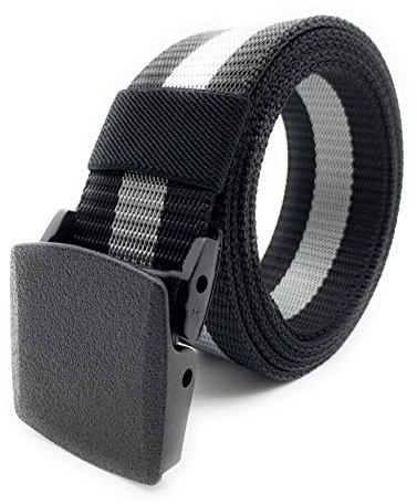 FALKENSTEJN Hosengürtel Stoffgürtel mit Kunststoffschnalle Tactical belt 130 cm lang individuell kürzbar (black-silver)