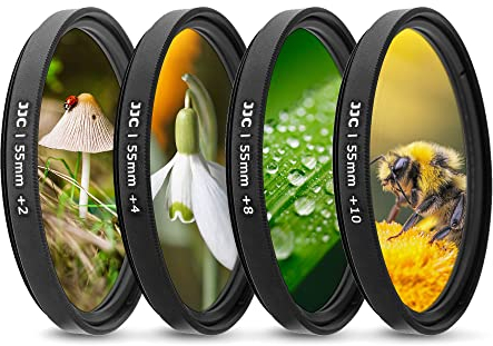 JJC Kit de Filtre Macro Gros Plan 55 mm (+2, +4, +8, +10) avec Pochette de Filtre pour Sony Alpha A7C A7R A7S A9 + FE 35 mm F1.8 et Autre Appareil Photo à Objectif fileté de 55 mm