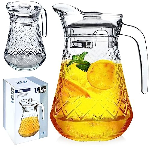 VILDE - Caraffa in vetro da 1,4 l con coperchio e beccuccio, acqua, tè, succhi di frutta
