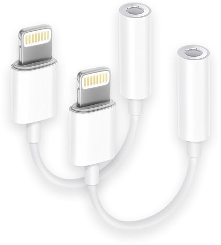 [Apple MFi Certified] 2 Pack Lightning to 3.5 mm Headphone Jack Adapter, iPhone Aux Adapter Converter Dongle Audio Cable Compatible with iPhone 14 13 12 11 X XS 8 7