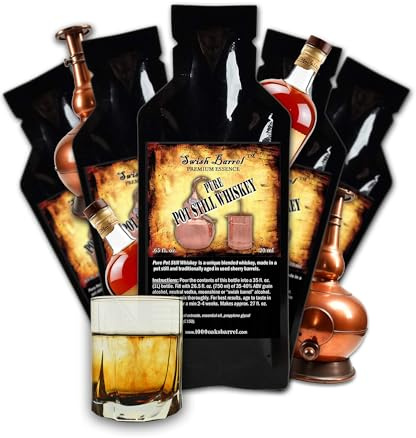 Pure Pot Still Whiskey Flavoring Essence (5 Pack) Liquor Flavor Refill Packets for Bootleg Kits & Barrel Aging, Swish Barrel Extract for Cocktails, Mixology & Moonshine Distilling, 5 x 20ml (.65oz)