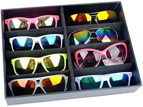 Brillenbox Brillen Display Brillenkoffer, Empfindliche Sonnenbrillen Organizer 8 Grids Brillen-Anzeigen-Behälter Lesebrille Vitrine Eyewear Glas-Aufbewahrungsbehälter-Halter Brillenaufbewahrung Sonnen