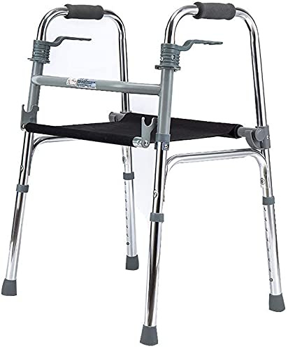 Bsetain Rollator Walker Seniors Indoor Rollator Folding Walking Frame Lightweight Height Adjustable Walker Aluminium Rollator with Double Oxford Cushion