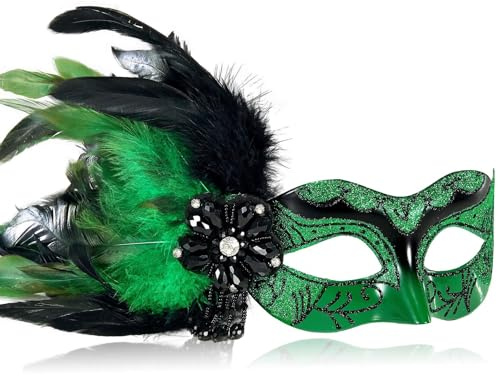 MYSEUNI 2024 Neue Maskerade-Maske für Frauen mit Federn – venezianische Federmaske für Maskerade-Party, Karneval