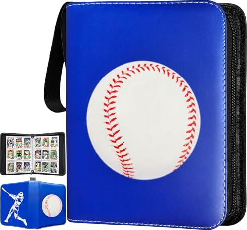 Baseball Card Binder 900 Pockets – 9 Pocket Trading Card Binder with 50 Sleeves, Large Baseball Cards Album Folder, 3 Ring Zipper Holder Book for Sport Card Collection Storage, Waterproof PU Leather