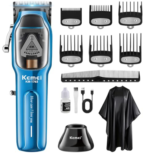 KEMEI Professioneller Haarschneider für Männer, Haarschneidemaschine mit oder ohne Kabel, Barttrimmer, verstellbar