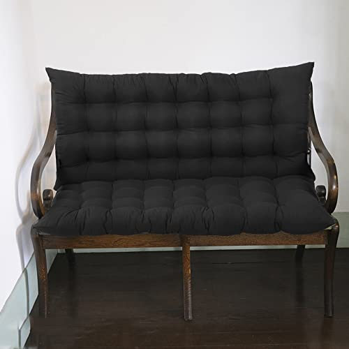 Terrassenbankkissen mit Rückenlehne, 100 x 100 x 8 cm, schwarz, 2/3-Sitzer, Schaukel-Liege, Holz-Sofa-Bank, Ersatzkissen für Gartenmöbel, Innen- und Außenbereich, Sitzkissen