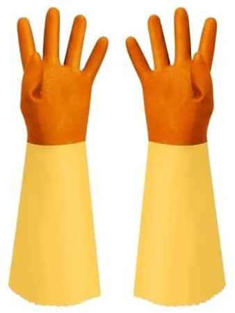UALXPAO Cleaning Gloves Long Thickened Warm Gloves for Household Laundry, Waterproof Cleaning, Wear-Resistant, Dishwashing(40cm orange)