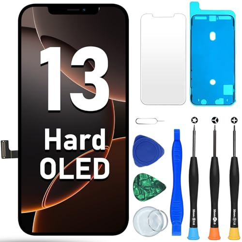 DIGI4U Reemplazo de pantalla OLED dura para iPhone 13, 6.1 pulgadas FHD COF [visualización de 360°] no pantalla LCD para iPhone 13, montaje digitalizador, kit de reparación para iPhone 13 pantalla de