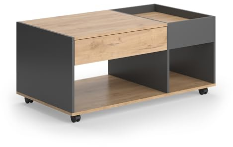 Vicco Couchtisch Maik, Goldkraft Eiche/Anthrazit, 110 x 60 cm