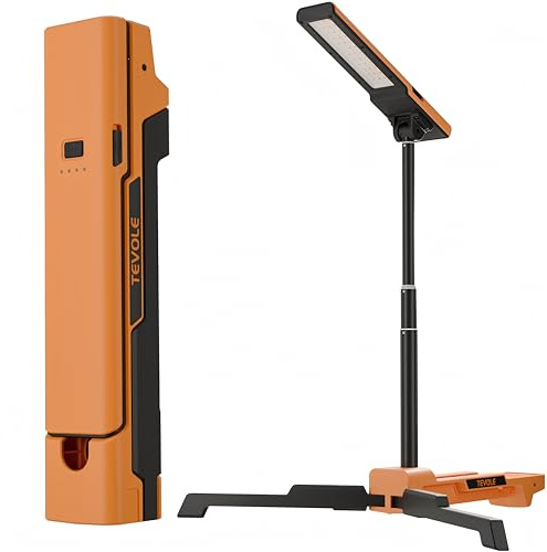 Projecteur LED Rechargeable 1500LM Lampe sur Pied Pliable avec Trépied Réglable, Éclairage de Chantier, Extérieur, Camping, Bricolage, Étanche IP54, Batterie Intégrée avec Charge Type-C