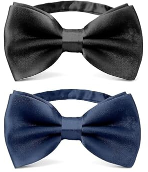 2 PCS Nœud Papillon, Homme Noeuds Papillon Pré-noués Accessoire Pour Homme Réglable Couleur Unie Fait Main Et Fermeture À Crochet Noeud Pour Enfants Mariage Festival Chemise Et Costume Noir Marine