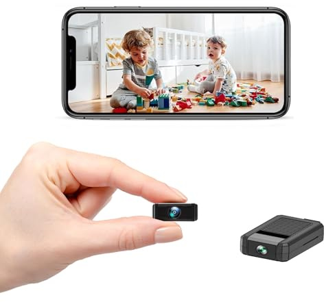 XNJ Mini WLAN Kamera, 4K HD Überwachungskamera 180° drehbarem Objektiv, Remote Viewing für Sicherheit mit APP, mit Nachtsicht, Bewegungserkennung (Schwarz)