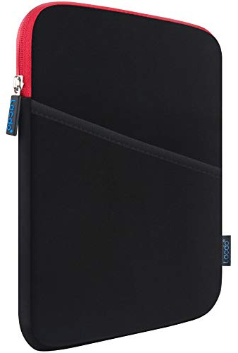 Lacdo Tablet Tasche Schutzhülle für iPad mini 7 (A17 Pro)/6/5/4/3/2, Samsung Galaxy Tab A7 Lite 8.7 / Tab A 8, Lenovo Tab M8 / Tab 4 Plus/Tab 3 mit Samt-Design Stoßfeste Blasen, Rot/Schwarz