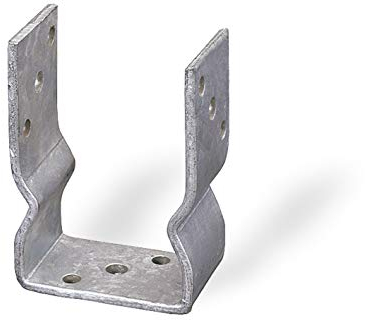 Connex Pfostenträger - 71 x 150 x 60 mm - 4 mm Materialstärke - chromfarbig - feuerverzinkt - zum Aufschrauben - Bohrung 11 mm / Aufschraubhülse / U-Pfostenträger / Pfostenanker / HV4280