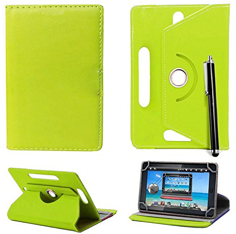 Universal 360° Rotational Colourful Various PU Leather Stand Case Cover Fits All 7 Inch Android Tablets tab devices + Free Stylus Pen (Universal 7'' green)