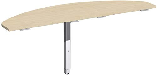 Geramöbel Anbautisch mit Stützfuß, inkl. Verkettungsmaterial, höhenverstellbar, 1600x500x680-860, Ahorn/Silber
