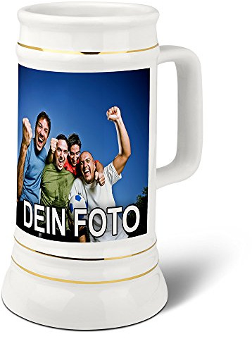 PhotoFancy® - Bierkrug mit Foto bedrucken - Krug personalisieren - Humpen mit eigenem Motiv selbst gestalten (Ständerkrug 0,5 L)