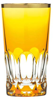 ARNSTADT KRISTALL Longdrinkglas Wasserglas Saftglas Palais Amber Gold (14 cm) Kristallglas mundgeblasen · handgeschliffen · Handmade in Germany · inkl. 24 Karat Goldrand