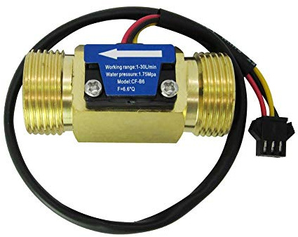 SENSTREE G3/4 Zoll Messing Wasserdurchflusssensor, Hall-Effekt Flüssigkeitsdurchflussmesser Durchflussmesser Zähler 1-30 l/min