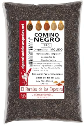Comino Negro Molido 1000 grs | Semilla de Comino Natural Molido 100% Negra | Nigella Sativa | EL Paraíso de las Especias