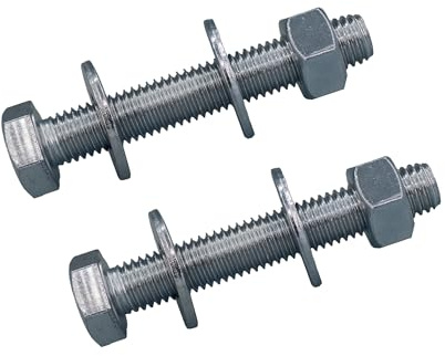2 Pack Screw Bolts M12 x 30mm, Washers & Nuts, Grade 8.8 Zinc Plated Threaded Design, Sturdy Nuts & Hexagonal Bolts for DIY Projects, Industry Mechanical Work, Secure Fastening of Workpieces