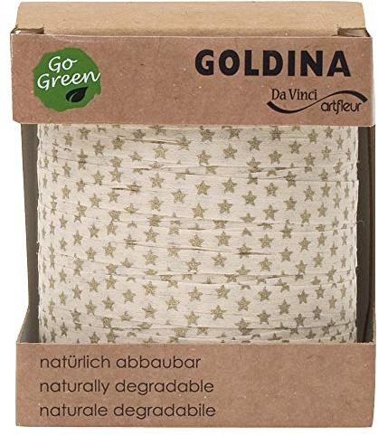 Unbekannt Baumwoll Ringelband Nature Stars 10mm/100Mm Creme/Gold