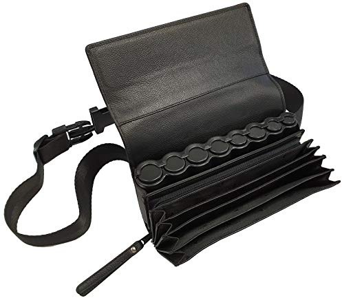 CLAIRE-FONCET Leder Kellnertasche, Kellnergeldbörse mit Münzwechsler, Münzsortierer, Münzspender, Schliessung mit Starken Magneten, für Kellner und Kellnerin, Unisex, Schwarz