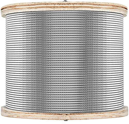 VEVOR Cable de Alambre Acero Inoxidable 150m-300m, Cuerda de Alambre de Acero T316, Cable de Acero de 1/8, Resistente a la Corrosión y Rotura para Maquinaria y Medicinas (150m/7x7)