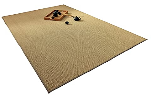Geovne Luxus Bambusteppich,Umweltfreundlicher Bordürenteppich,Mehrzweck Bambusmatte,Natur Teppich,1,5cm Dick,Wohnzimmer Schlafzimmer Dekor Sommer Teppich,mit Stoffrand (W50xH160cm/20 x63)