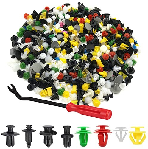 Ysmorla 500 Stücke Auto Befestigungsclips Set, Universal Kunststoff Befestigung Clips, Türverkleidung Klammern Stoßstangen Karosserie Plastikklips Nieten Befestigungssatz mit Demontage Werkzeuge