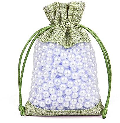 Duories Organza Jutesäckchen,20x Jute Säckchen Organzasäckchen Stoffbeutel Geschenksäckchen Schmuckbeutel Geschenkbeutel mit Kordelzug für Weihnachten Hochzeit Party Schmuck Geschenk,10x14cm Grün