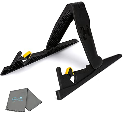 Lumintrail Hercules Guitar Stand, GS200B EZPack Electric and Acoustic Guitar Stand, Hercules Folding Portable Guitar Stand with Rubber Contacts that Protects Guitar, with a Cleaning Cloth