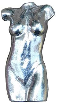 Nackte weibliche Torso-Figur, weibliche Torso-Miniatur, handgefertigt aus feinem Zinn von William Sturt