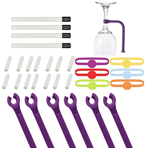Zaky Geschirrspüler Sicher Stielglas-Halter für Geschirrspüler Befestigung Küche Gadget Getränkemarker Silikon Rack - Dishwasher Wine Glass Protector 36 Stück
