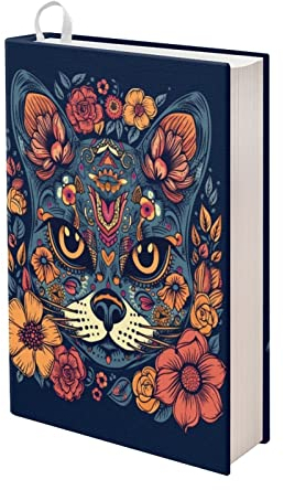 Kuiaobaty Neuheit Katze Blumenstoff Buch Einband für Notebook, Neuheit, Tierblumen, Buchhülle, dehnbarer Stoff, 27,9 x 22,9 cm
