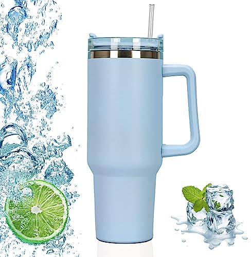 1200ml Tazze Termiche,Mug Termica per Caffè Doppia Parete isolata,Isolamento Sottovuoto a Doppia Parete per Bevande Fredde e Calde,Tazza da Caffè Isolata in Acciaio Inox,con cannuccia e coperchio
