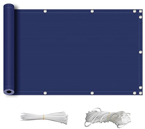 ZQXFZ Pantalla Privacidad 60x750cm con Cuerda Y Amarre 160g/㎡ ProteccióN De La Privacidad Resistente Al Desgarro FáCil De Instalar BalcóN Privacidad con Ojales Cuerdas -Azul Real.