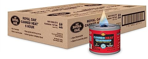 Royal Oak Canned Heat 12 Pack 6 Hour Fuel, Easy Open, Resealable, Non-Drip, for Food, Burners for Chafing Dishes, Buffet Burners, Parties, Weddings, BBQs
