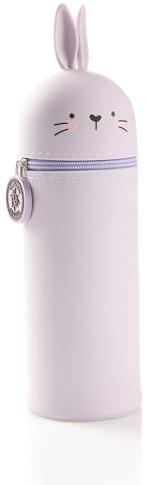 Lulubug Silikon Federmäppchen - Hase | Federtasche aus weichem Silikon für Stifte | Federmappe und Stiftehalter | Mäppchen Tiere, Schlampermäppchen