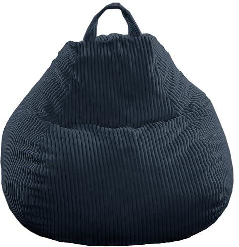 Bananair Sittsäck i manchester – mjuk, bekväm, lätt att bära och tvättbart – stor sittsäck vardagsrum/sovrum för vuxna, tonåringar, barn (105 x 85 cm, mörkblå)
