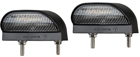 2 x LED Kennzeichenbeleuchtung Nummernschildbeleuchtung 12-24 Volt Anhänger PKW LKW Wohnwagen E-Prüfzeichen Wasserdicht Abmessungen: 74mm x 52mm x 34mm