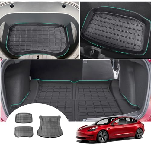 JIABAOCA Auto Kofferraumwanne für Tesla Model 3 2017-2023, Auto Trunk Kofferraum Schutzmatte Ladekantenschutz Matte Kofferraummatte für Auto Wasserdicht Auto Zubehör,3pcs