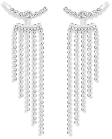 Boucles d'oreilles à pampilles en strass, Boucles d'oreilles Femme, Boucles D'oreilles Longues en Strass, boucles d'oreilles à pampilles longues, Bijou de mariée, Cadeau pour femme