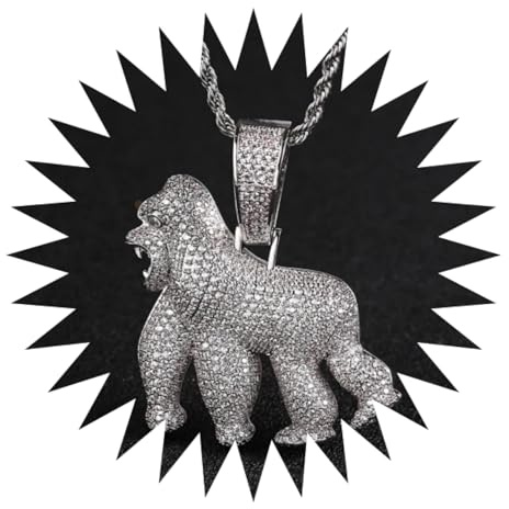BISONBLUE Halsketten Anhänger Herren Schmuck Damen Kette Männer Frauen Animal Iced Out Halskette für Männer und Frauen Hip Hop Rock Rap